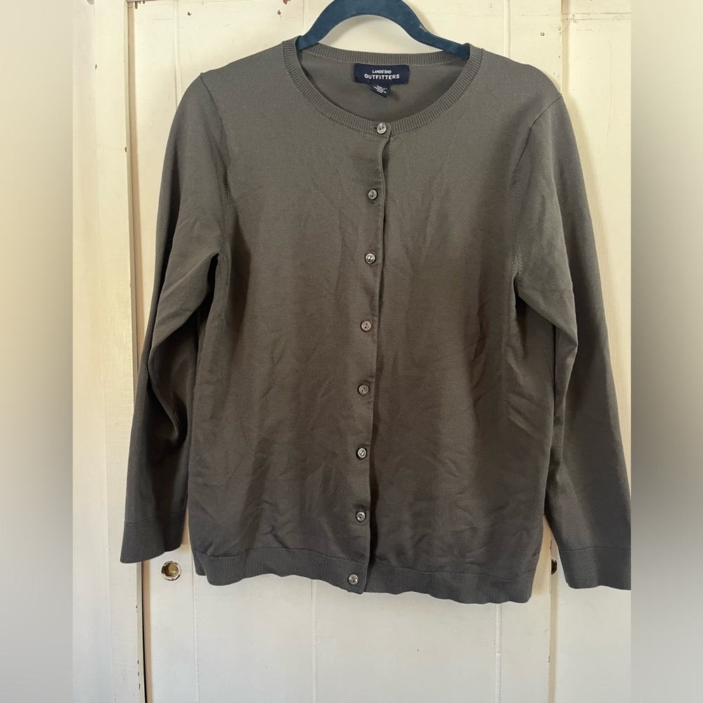 Lands' End Women’s Gray Knit Cardigan